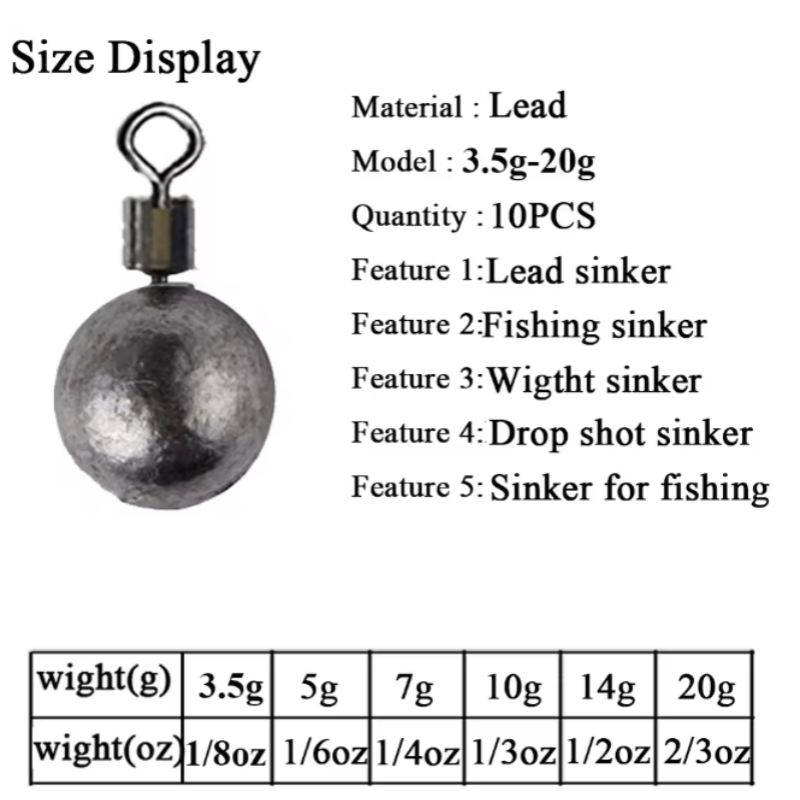 10pcs 5-20g Round Ball Lead Si - đánh giá và giá Fishing Equipment On Sale