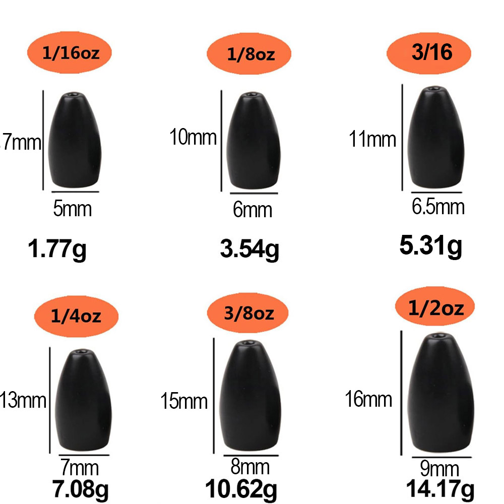 Tungsten Steel Fishing Weights - đánh giá và giá Bass Fishing Lure
